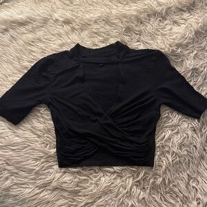 Topshop Black Wrap Crop Top